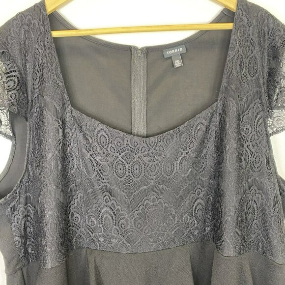 Torrid Dress Womens Plus Size 26 Black Peplum Lace Cap Sleeve Party Cocktail - Picture 2 of 4